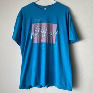 VTG Gildan Activewear‎ sz XL Blue Wild Horses Graphic T Shirt